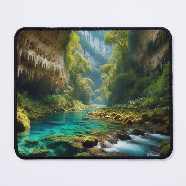 Item preview, Title Hidden Cave River Paradise | Turquoise Water Canyon Wall Art designed and sold by IRON SIREN.