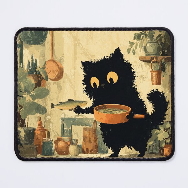 Item preview, Curious Cat Cooking Fish designed and sold by Erika Kaisersot.