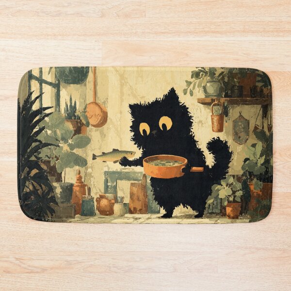 Item preview, Curious Cat Cooking Fish designed and sold by Erika Kaisersot.