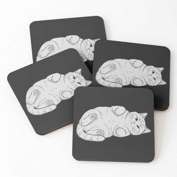 Item preview, Cat Lying on Back Showing Belly - White Silhouette designed and sold by sxtfejvseyn.