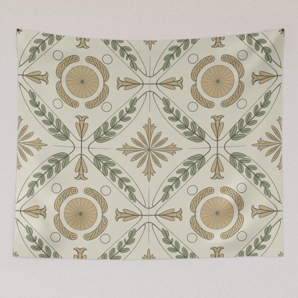 Item preview, Elegant Neoclassical Laurel Wreath Pattern | Sage Green Classical Seamless Repeat designed and sold by Midnight Veil Designs.