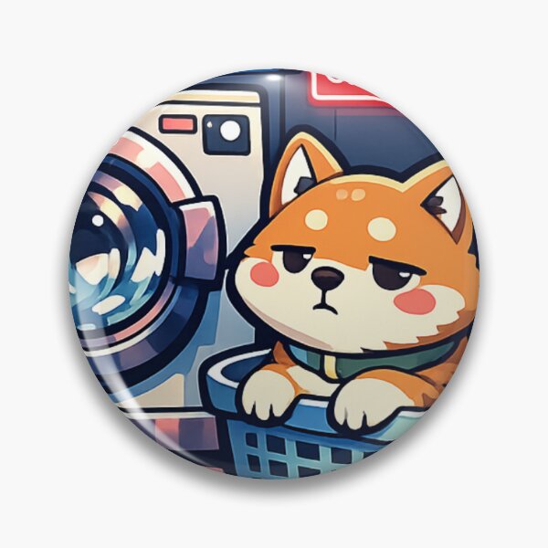 Item preview, Sleepy Shiba Inu at Japanese Coin Laundry Sticker | Kawaii Japan Aesthetic Anime Dog designed and sold by kawaii animal store (in Japan).