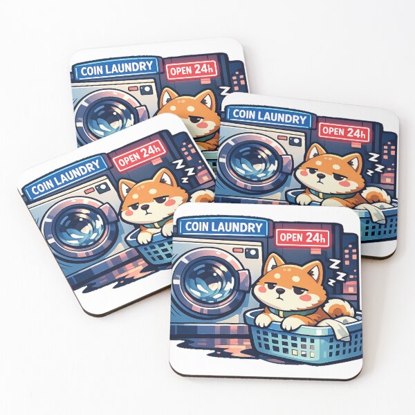 Item preview, Sleepy Shiba Inu at Japanese Coin Laundry Sticker | Kawaii Japan Aesthetic Anime Dog designed and sold by kawaii animal store (in Japan).