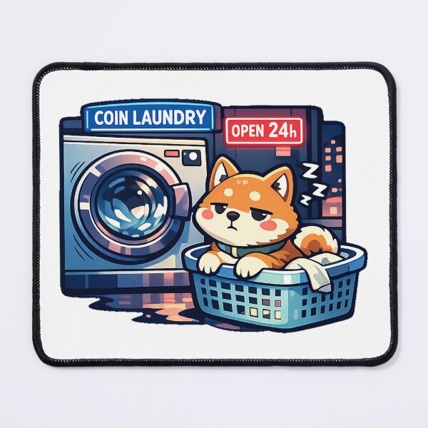 Item preview, Sleepy Shiba Inu at Japanese Coin Laundry Sticker | Kawaii Japan Aesthetic Anime Dog designed and sold by kawaii animal store (in Japan).