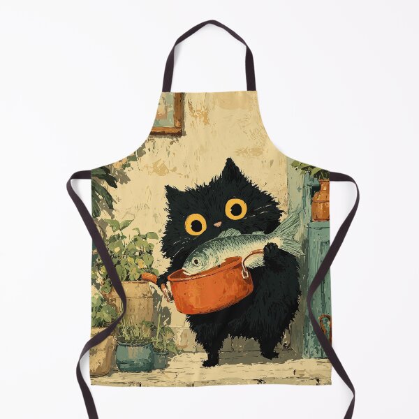 Item preview, Black Cat With Fish in Kitchen designed and sold by Erika Kaisersot.