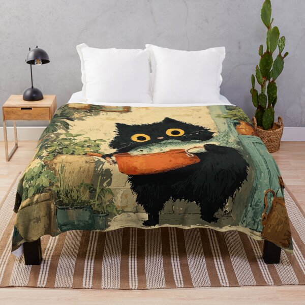 Item preview, Black Cat With Fish in Kitchen designed and sold by Erika Kaisersot.
