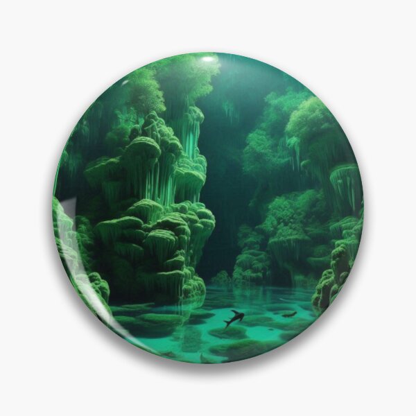 Item preview, Emerald Cave Underwater Paradise Bioluminescent Fantasy Wall Art designed and sold by IRON SIREN.