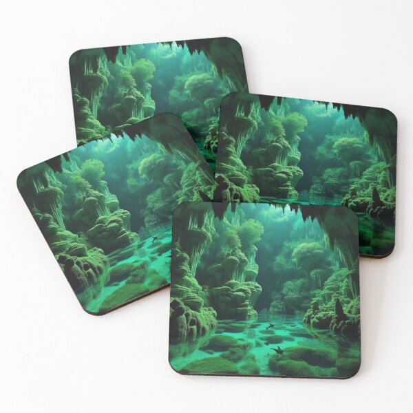 Item preview, Emerald Cave Underwater Paradise Bioluminescent Fantasy Wall Art designed and sold by IRON SIREN.
