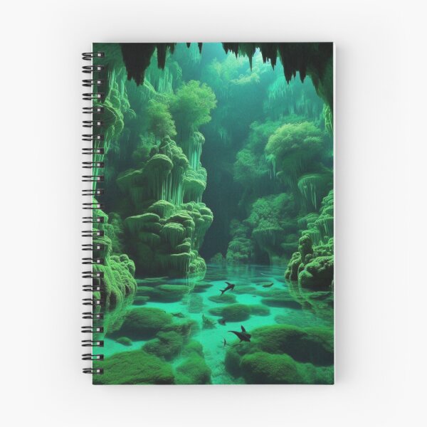 Item preview, Emerald Cave Underwater Paradise Bioluminescent Fantasy Wall Art designed and sold by IRON SIREN.