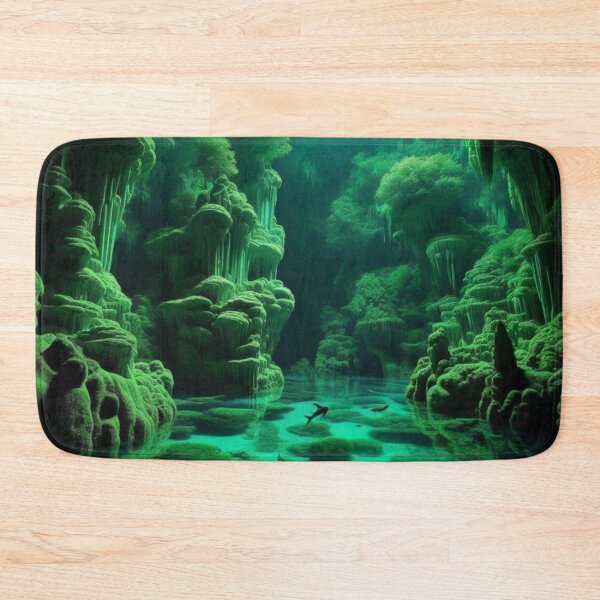 Item preview, Emerald Cave Underwater Paradise Bioluminescent Fantasy Wall Art designed and sold by IRON SIREN.
