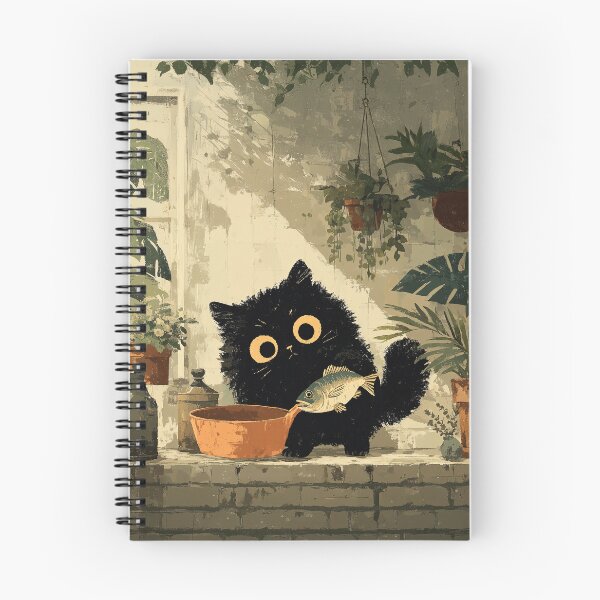 Item preview, Black Cat Adding Fish to Pot designed and sold by Erika Kaisersot.