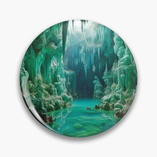 Item preview, Jade Grotto Cave | Glowing Turquoise Pool Fantasy Wall Art designed and sold by IRON SIREN.
