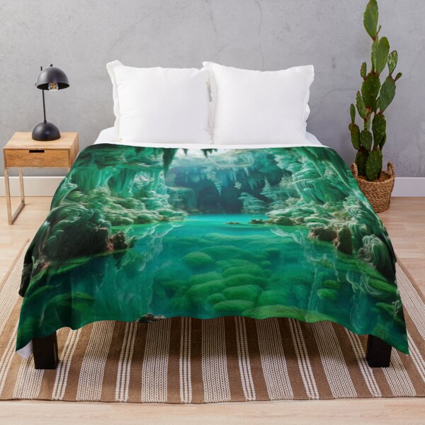 Item preview, Jade Grotto Cave | Glowing Turquoise Pool Fantasy Wall Art designed and sold by IRON SIREN.