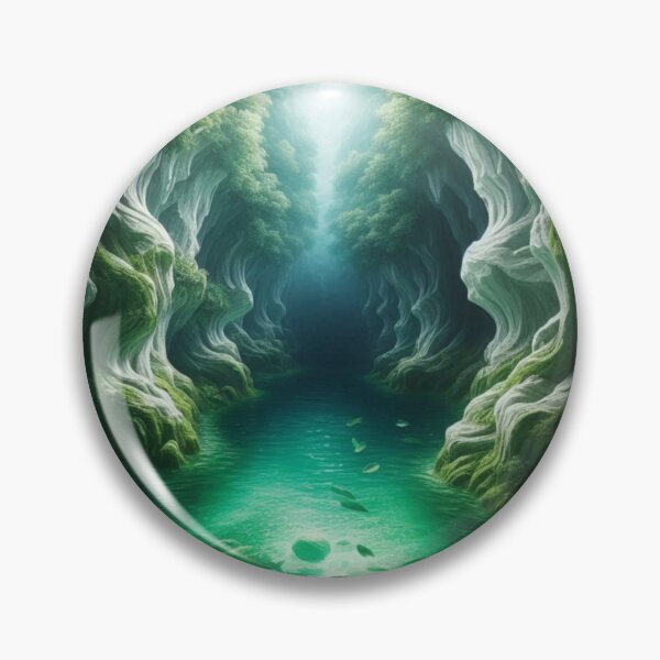 Item preview, Emerald Tunnel Cave | Glowing River Portal Fantasy Wall Art designed and sold by IRON SIREN.