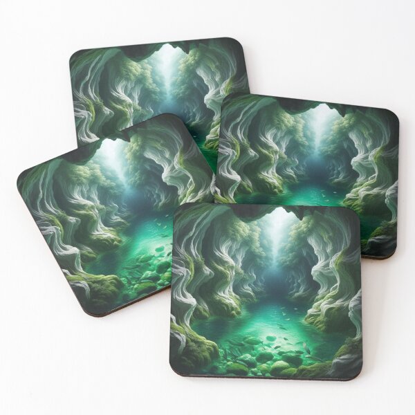 Item preview, Emerald Tunnel Cave | Glowing River Portal Fantasy Wall Art designed and sold by IRON SIREN.