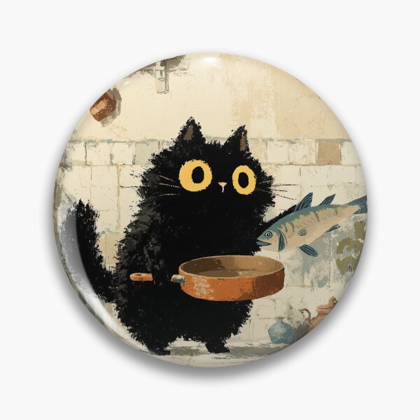 Item preview, Black Cat Holding Fish in Kitchen designed and sold by Erika Kaisersot.