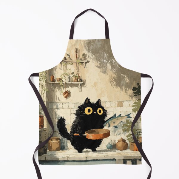 Item preview, Black Cat Holding Fish in Kitchen designed and sold by Erika Kaisersot.