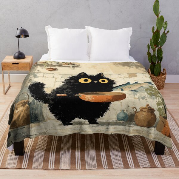 Item preview, Black Cat Holding Fish in Kitchen designed and sold by Erika Kaisersot.