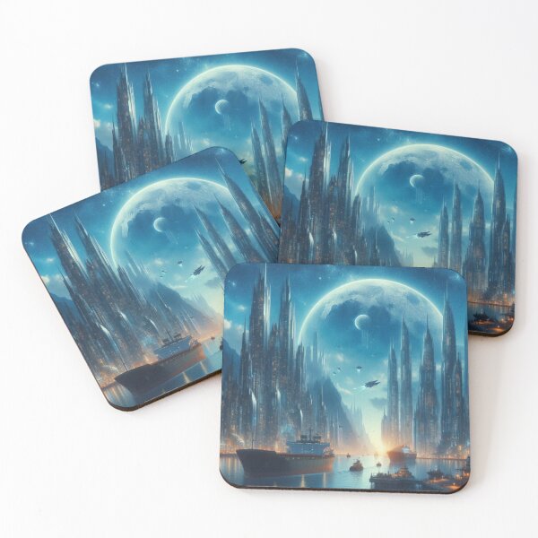 Item preview, Lunar City Harbor | Futuristic Sci Fi Metropolis Wall Art designed and sold by IRON SIREN.