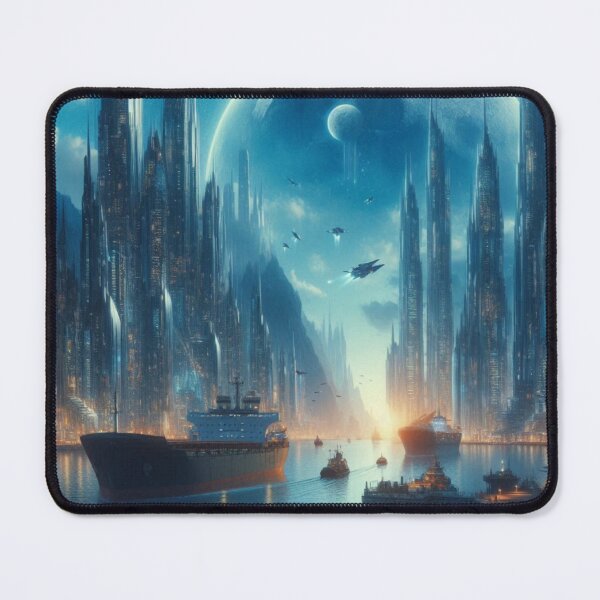 Item preview, Lunar City Harbor | Futuristic Sci Fi Metropolis Wall Art designed and sold by IRON SIREN.