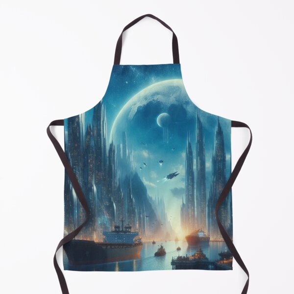 Item preview, Lunar City Harbor | Futuristic Sci Fi Metropolis Wall Art designed and sold by IRON SIREN.