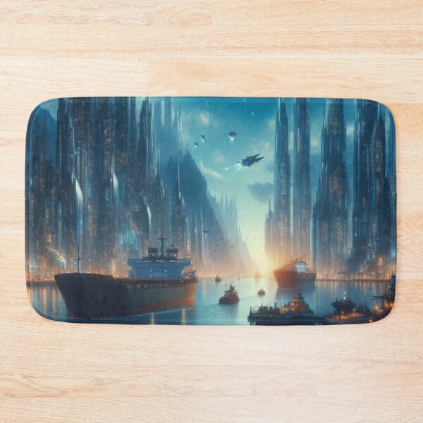 Item preview, Lunar City Harbor | Futuristic Sci Fi Metropolis Wall Art designed and sold by IRON SIREN.