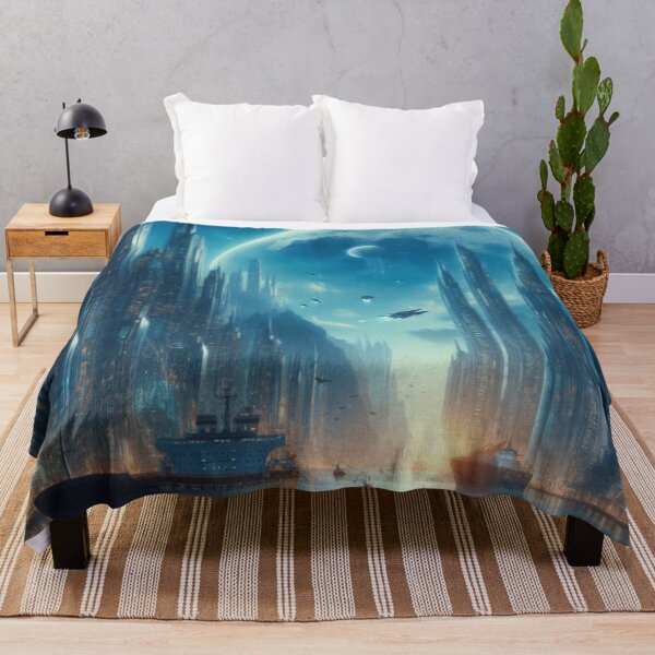 Item preview, Lunar City Harbor | Futuristic Sci Fi Metropolis Wall Art designed and sold by IRON SIREN.
