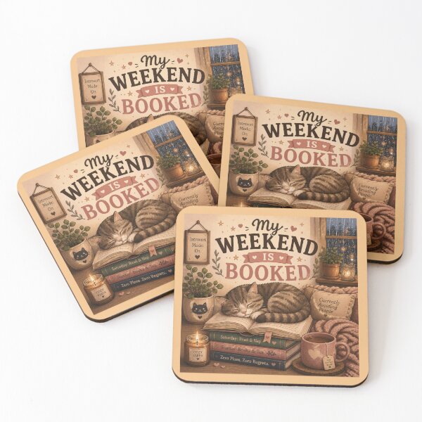 Item preview, My Weekend Is Booked – Cute Cat Book Lover Design designed and sold by MotylekAnia.