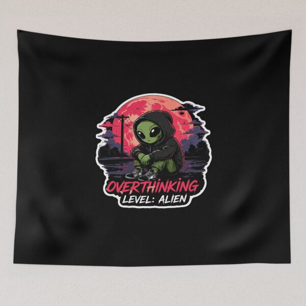 Item preview, Overthinking Level Alien | Cute Introvert Space Character designed and sold by TheZyro.