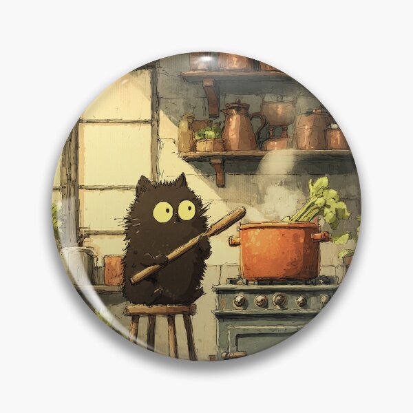Item preview, Black Cat Cooking Soup on Stove designed and sold by Erika Kaisersot.