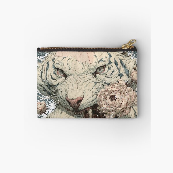 Item preview, Mystical White Tiger Floral Illustration | Surreal Eyeball Pyramid Art designed and sold by Qim X Fantasy.