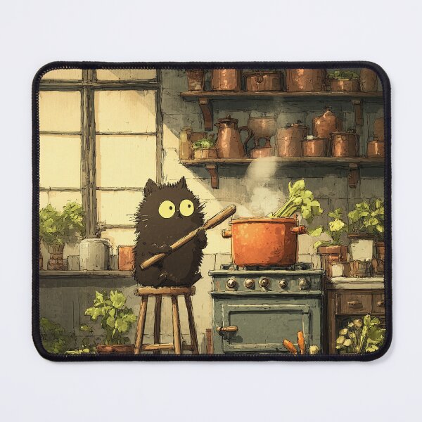 Item preview, Black Cat Cooking Soup on Stove designed and sold by Erika Kaisersot.