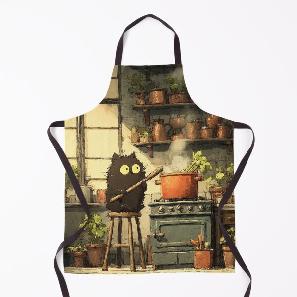 Item preview, Black Cat Cooking Soup on Stove designed and sold by Erika Kaisersot.