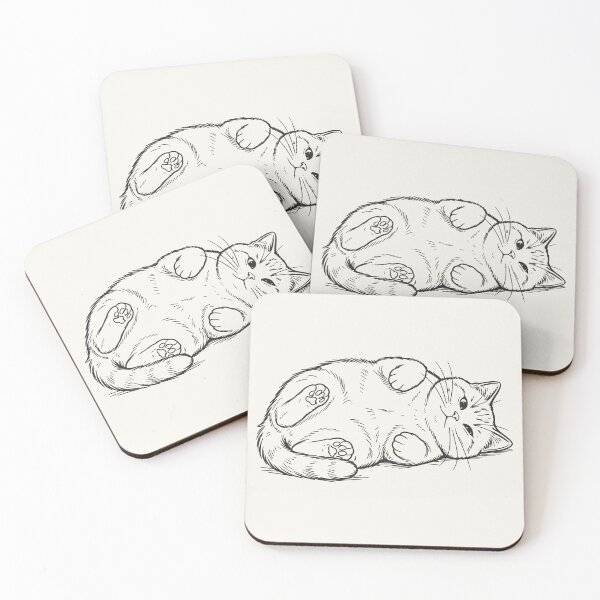 Item preview, Cat Lying on Back Showing Belly - Black Line Art designed and sold by sxtfejvseyn.
