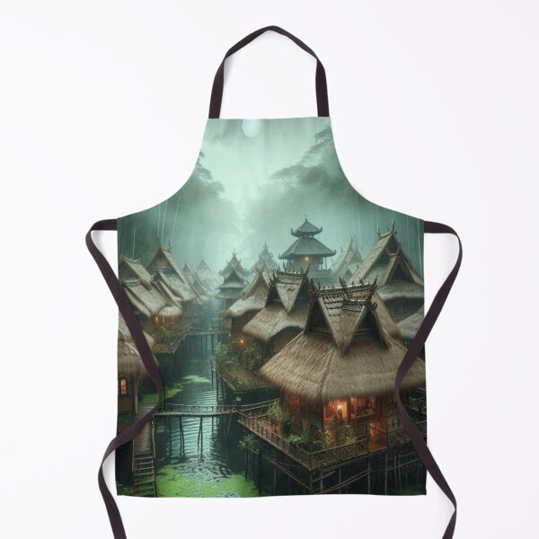 Item preview, Mist Village Stilt Houses | Rainforest Eco Lodge Wall Art | Liminal Space designed and sold by IRON SIREN.