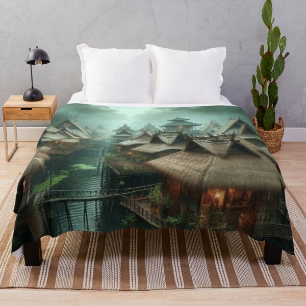 Item preview, Mist Village Stilt Houses | Rainforest Eco Lodge Wall Art | Liminal Space designed and sold by IRON SIREN.