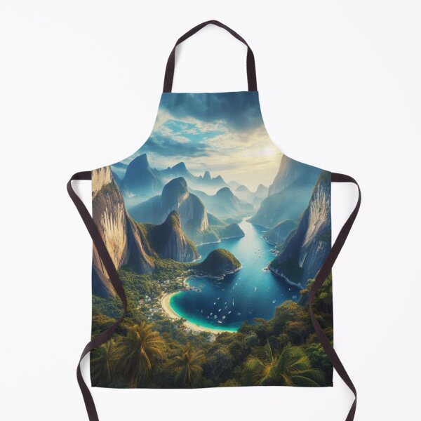 Item preview, Tropical Bay Mountain Paradise | Hidden Beach Eco Resort | Liminal Landscape Art designed and sold by IRON SIREN.