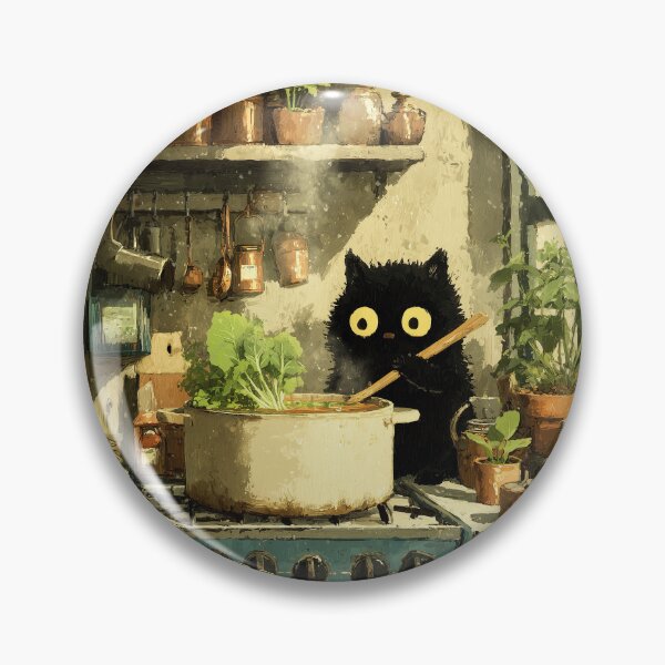 Item preview, Black Cat Stirring Soup in Cozy Kitchen designed and sold by Erika Kaisersot.