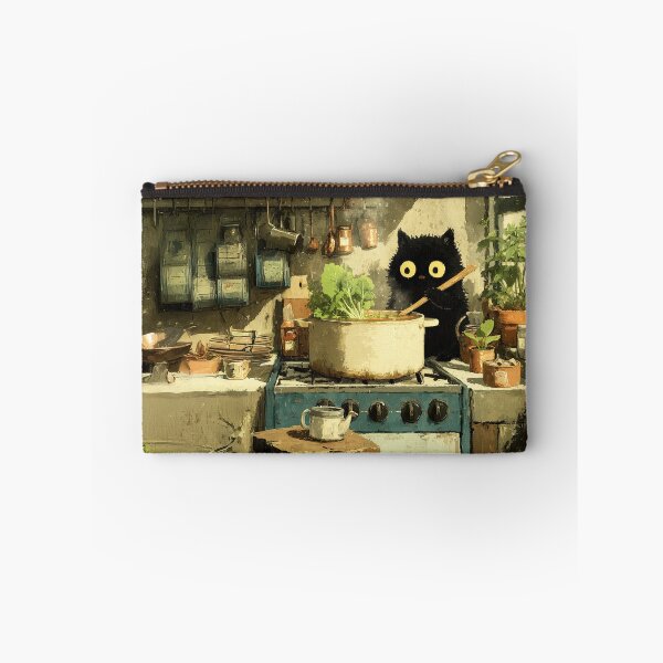 Item preview, Black Cat Stirring Soup in Cozy Kitchen designed and sold by Erika Kaisersot.