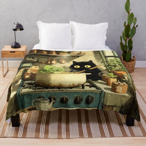 Item preview, Black Cat Stirring Soup in Cozy Kitchen designed and sold by Erika Kaisersot.