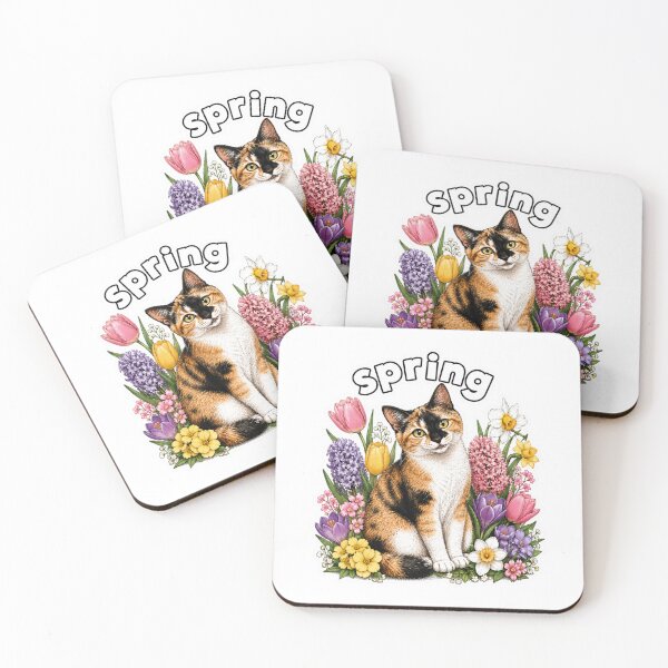 Item preview, Spring Calico Cat Among Blooming Flowers designed and sold by PierniksWorld.
