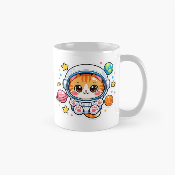 Item preview, Kawaii Space Cat Astronaut Sticker — Cute Orange Tabby Floating in Galaxy designed and sold by hamidessebaa.