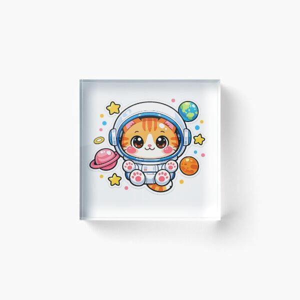 Item preview, Kawaii Space Cat Astronaut Sticker — Cute Orange Tabby Floating in Galaxy designed and sold by hamidessebaa.