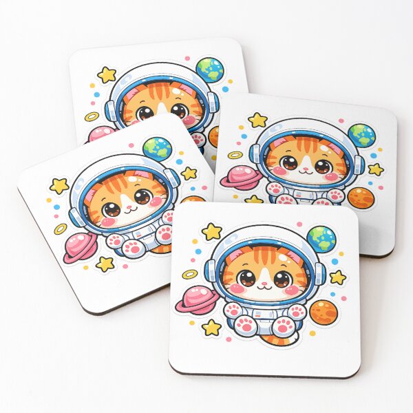 Item preview, Kawaii Space Cat Astronaut Sticker — Cute Orange Tabby Floating in Galaxy designed and sold by hamidessebaa.