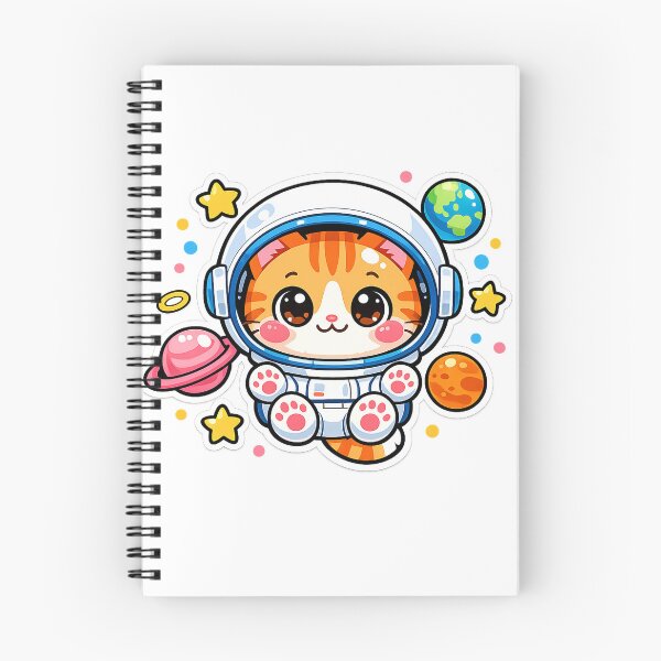Item preview, Kawaii Space Cat Astronaut Sticker — Cute Orange Tabby Floating in Galaxy designed and sold by hamidessebaa.