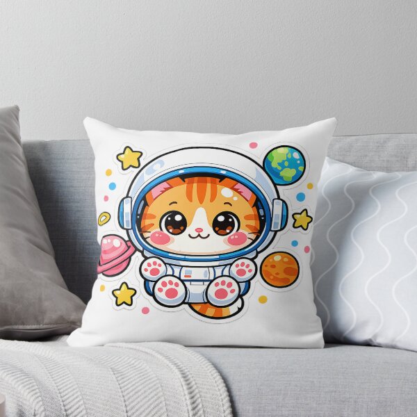 Item preview, Kawaii Space Cat Astronaut Sticker — Cute Orange Tabby Floating in Galaxy designed and sold by hamidessebaa.