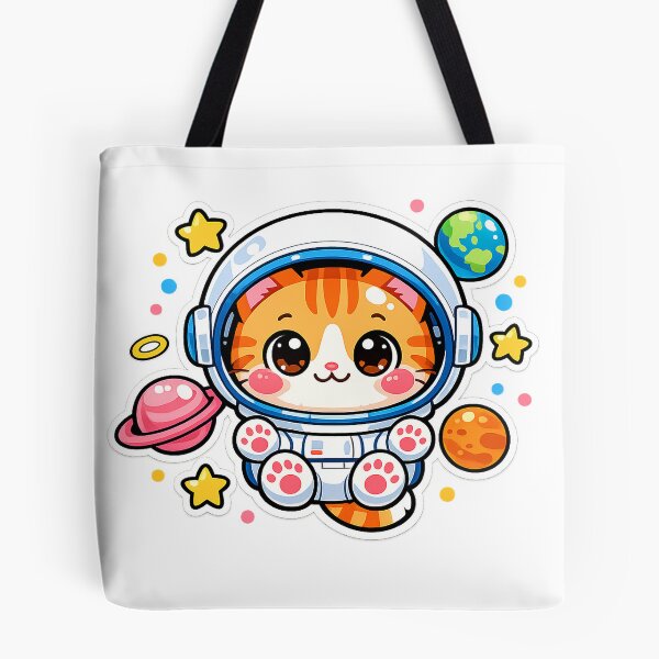 Item preview, Kawaii Space Cat Astronaut Sticker — Cute Orange Tabby Floating in Galaxy designed and sold by hamidessebaa.