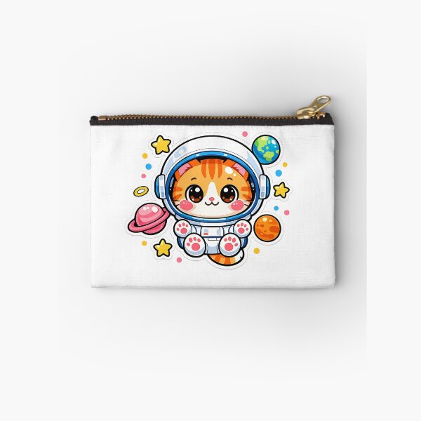 Item preview, Kawaii Space Cat Astronaut Sticker — Cute Orange Tabby Floating in Galaxy designed and sold by hamidessebaa.