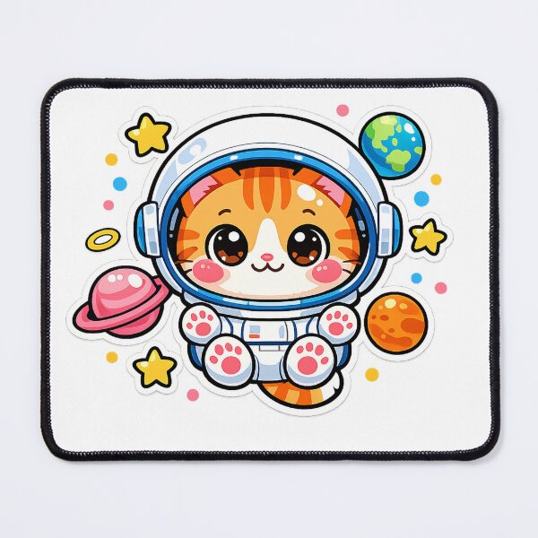 Item preview, Kawaii Space Cat Astronaut Sticker — Cute Orange Tabby Floating in Galaxy designed and sold by hamidessebaa.