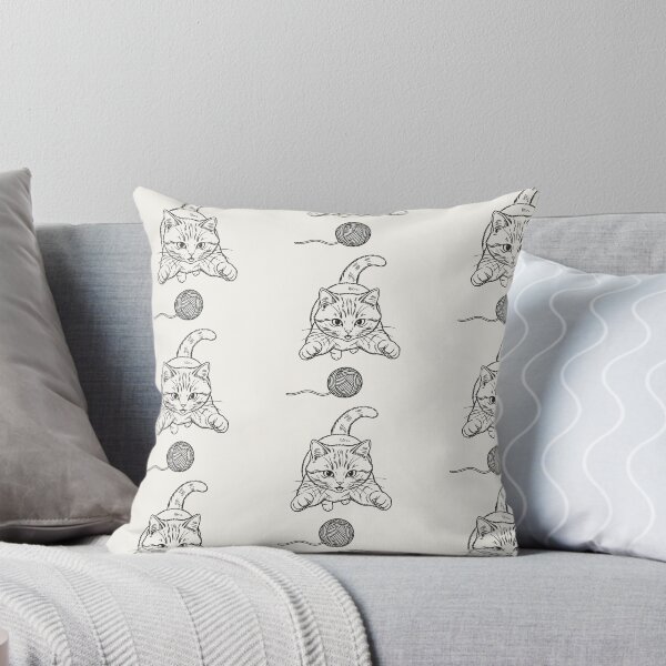 Item preview, Cat Pouncing on Yarn Ball - Black Line Art designed and sold by sxtfejvseyn.